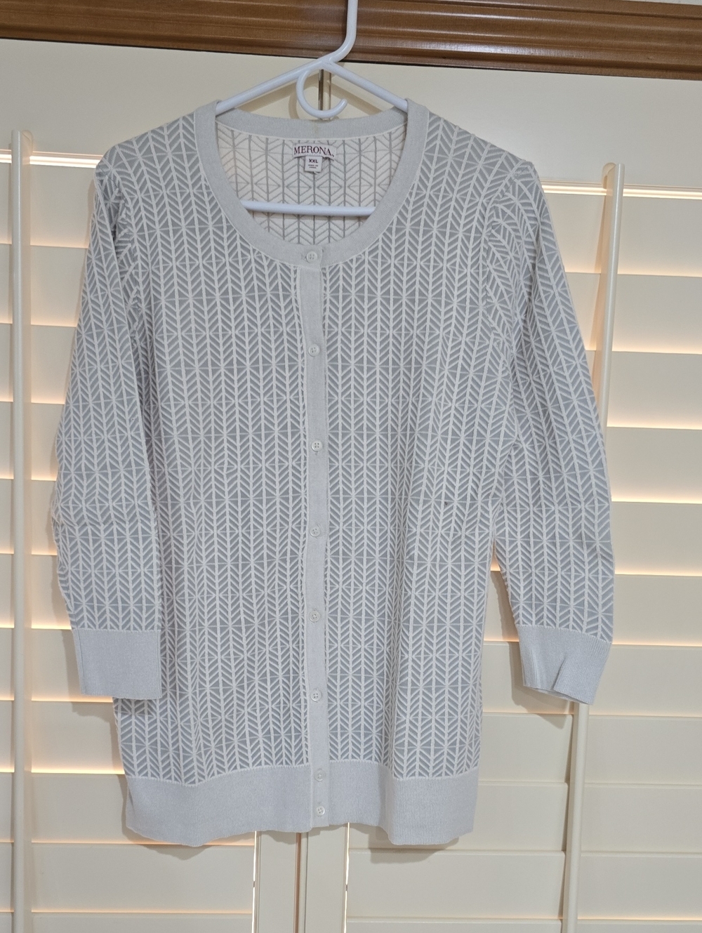 Merona Light Gray Geometric Button-Front Cardigan